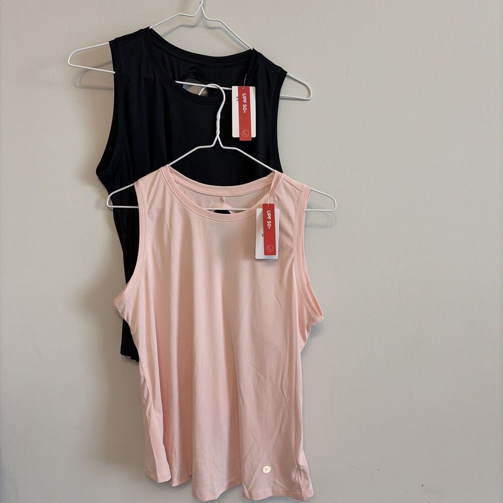 Lot Of 2 Baleaf Women’s Open Back Workout Tank Tops UPF 50+ Small Black & Pink